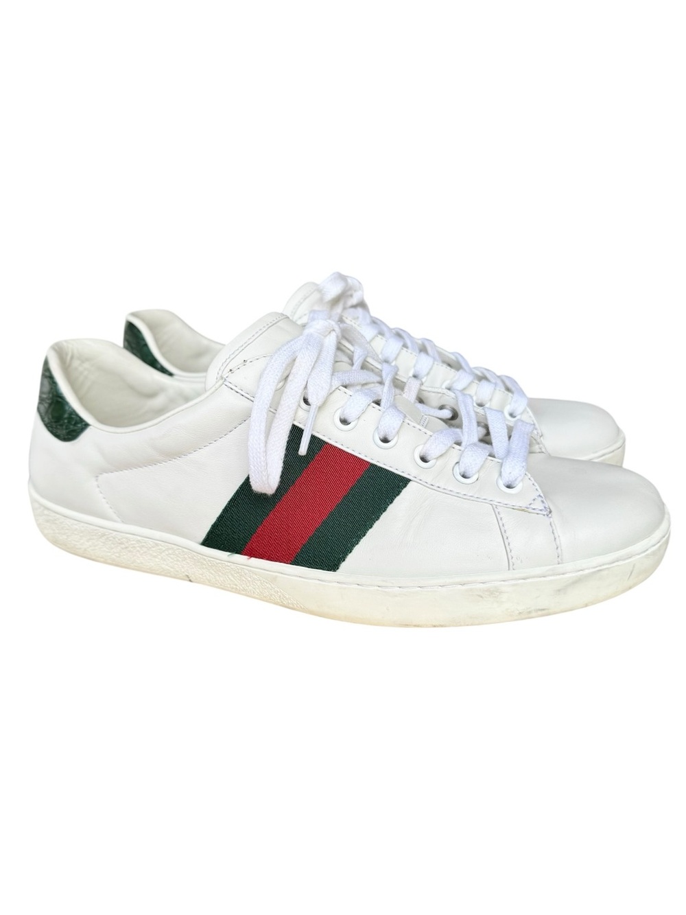 GUCCI Ace Sneakers White Leather Low Top Lace Up